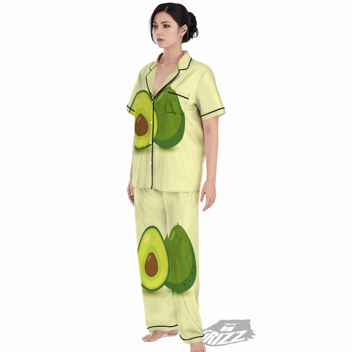 Avocado Green Print Women's Pajamas Set-grizzshop