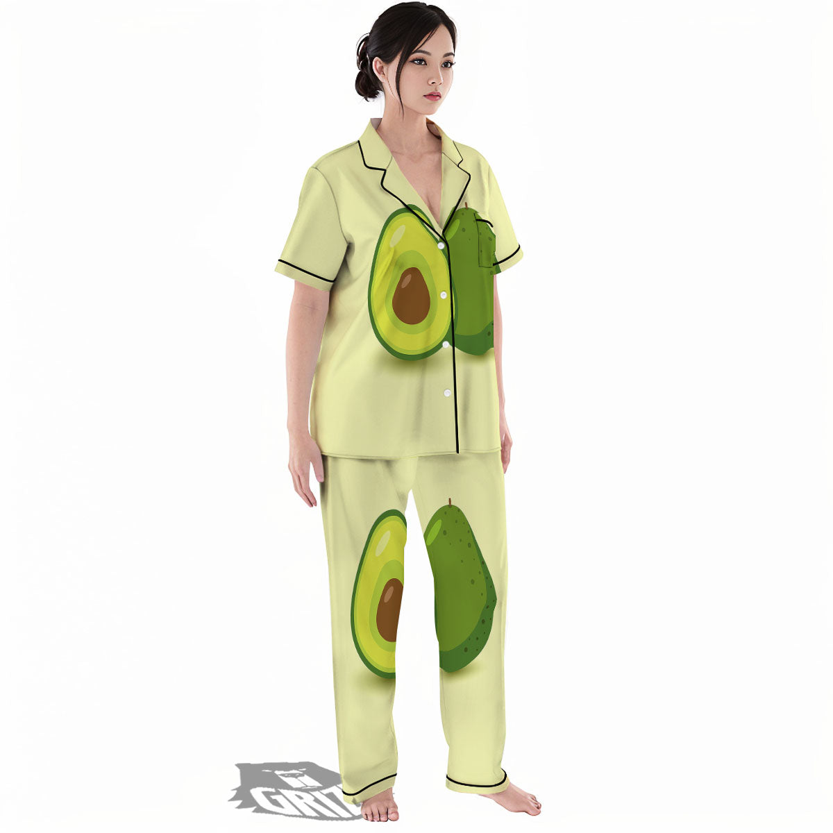 Avocado Green Print Women's Pajamas Set-grizzshop