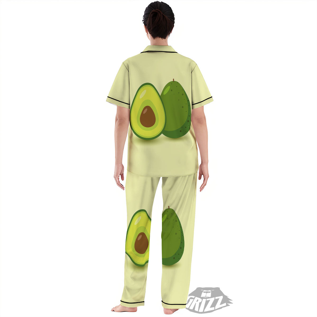 Avocado Green Print Women's Pajamas Set-grizzshop