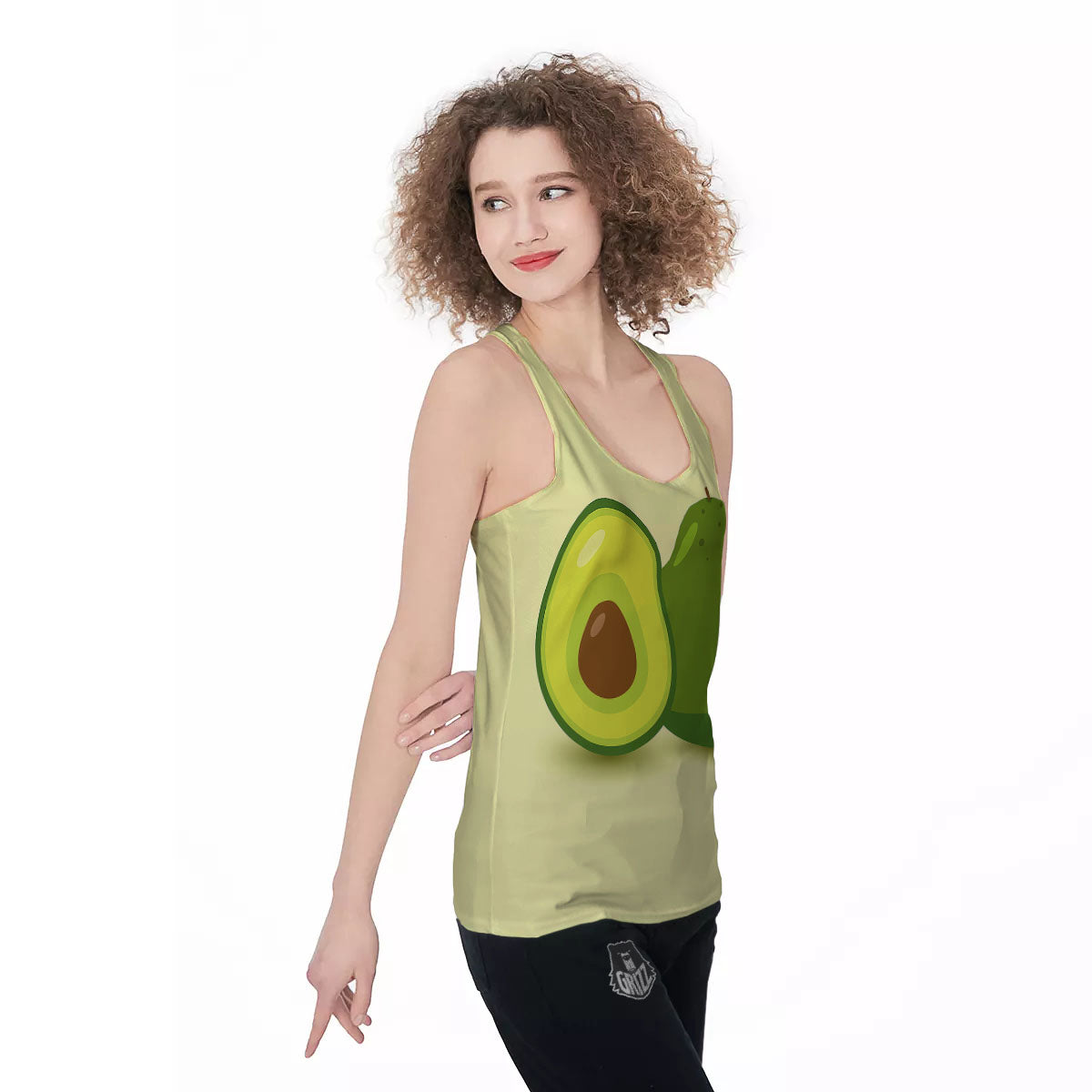Avocado Green Print Women's Racerback Tank Top-grizzshop