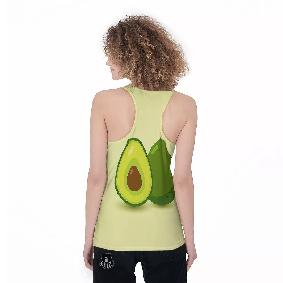 Avocado Green Print Women's Racerback Tank Top-grizzshop