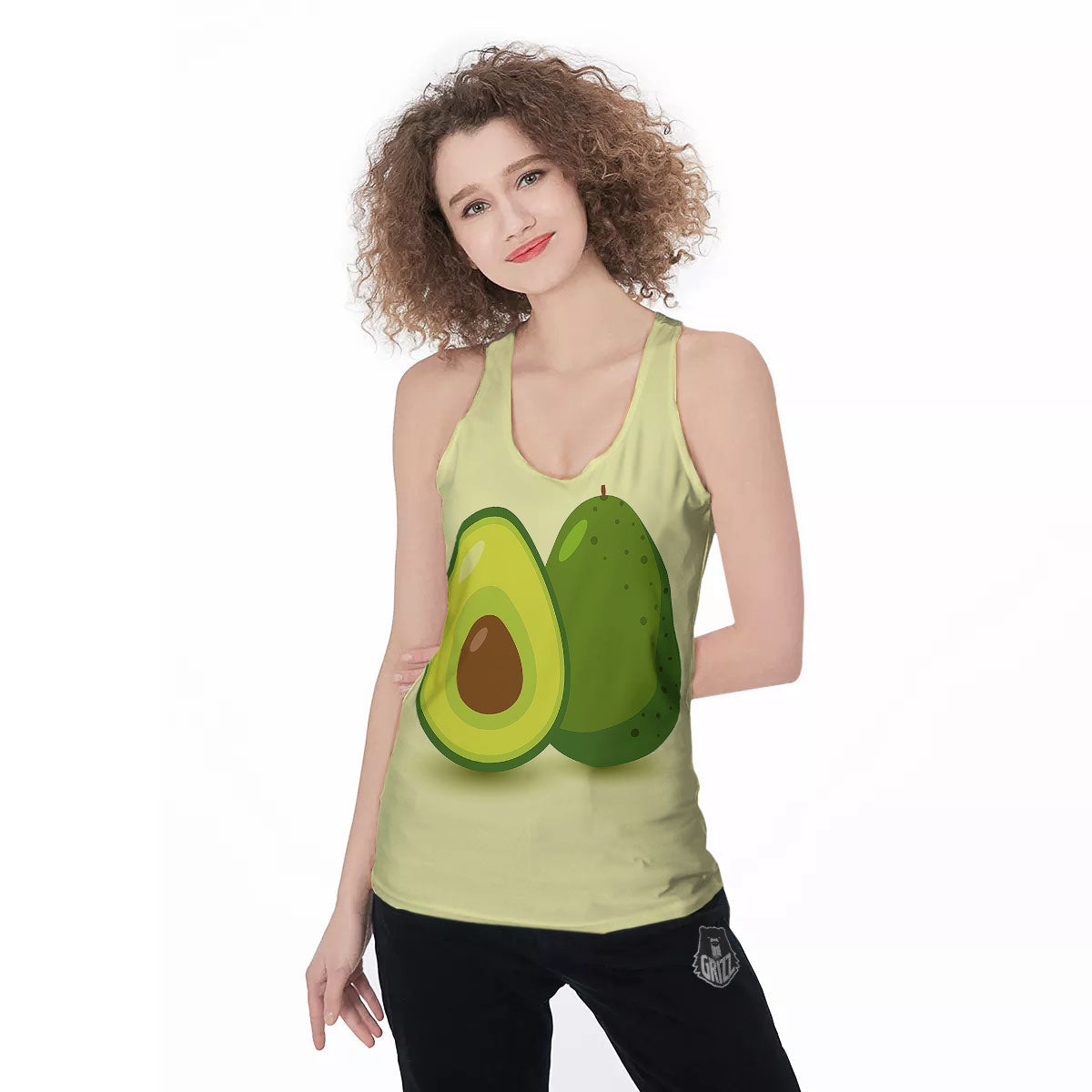 Avocado Green Print Women's Racerback Tank Top-grizzshop