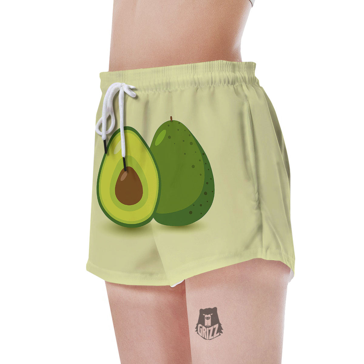 Avocado Green Print Women's Shorts-grizzshop
