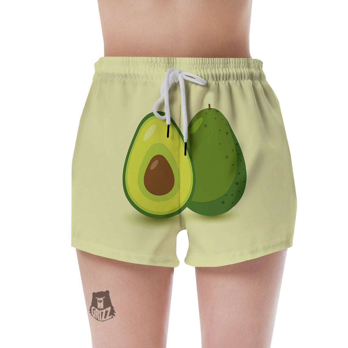 Avocado Green Print Women's Shorts-grizzshop