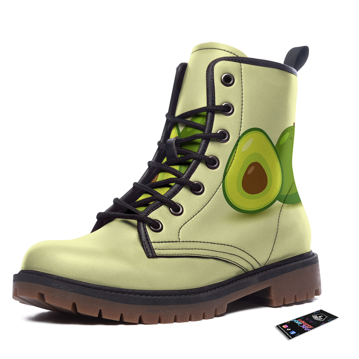 Avocado Green Print Work Boots-grizzshop