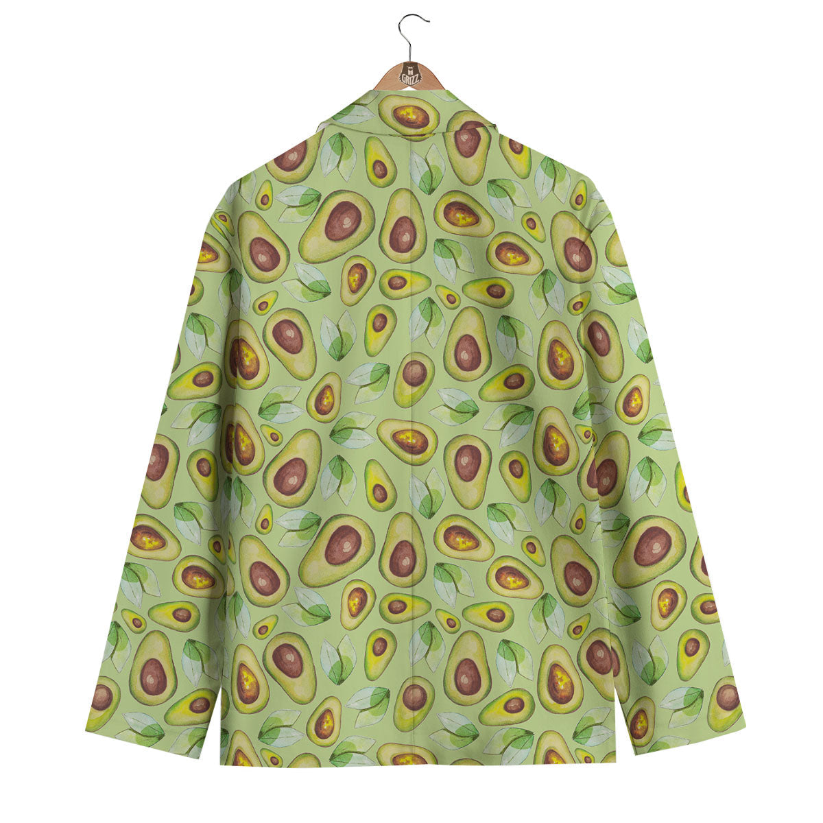 Avocado Green Watercolor Print Men's Blazer-grizzshop