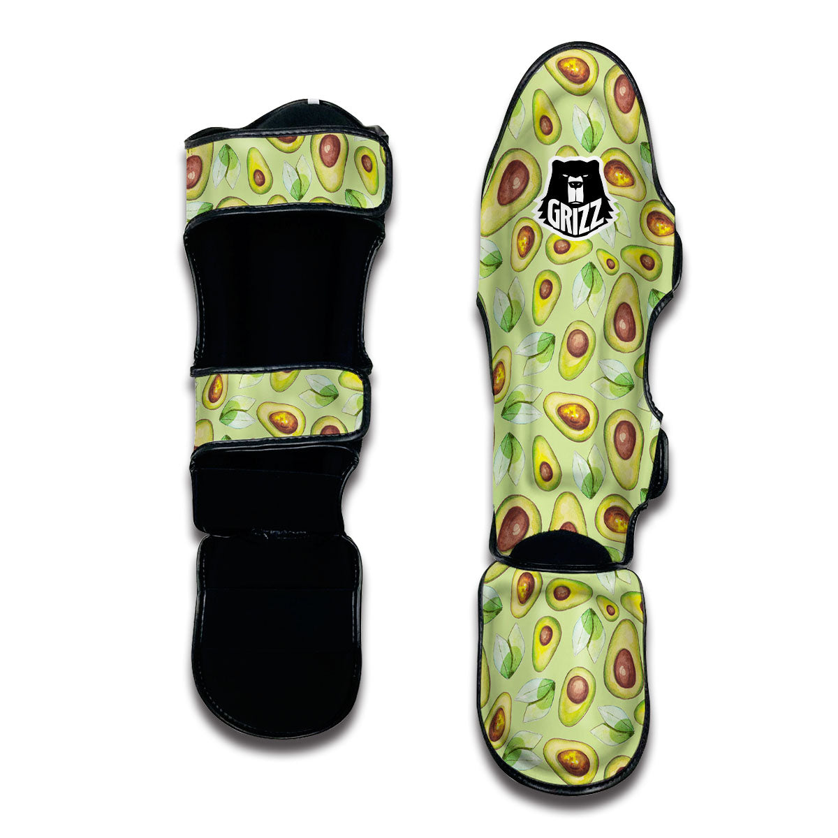 Avocado Green Watercolor Print Muay Thai Shin Guards-grizzshop