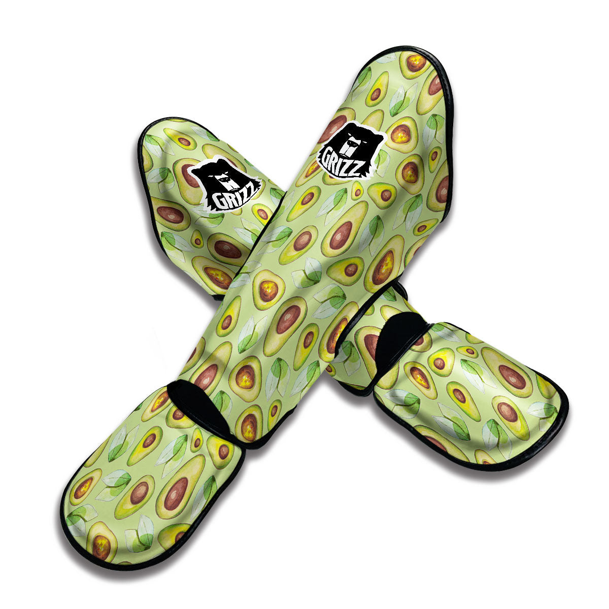 Avocado Green Watercolor Print Muay Thai Shin Guards-grizzshop