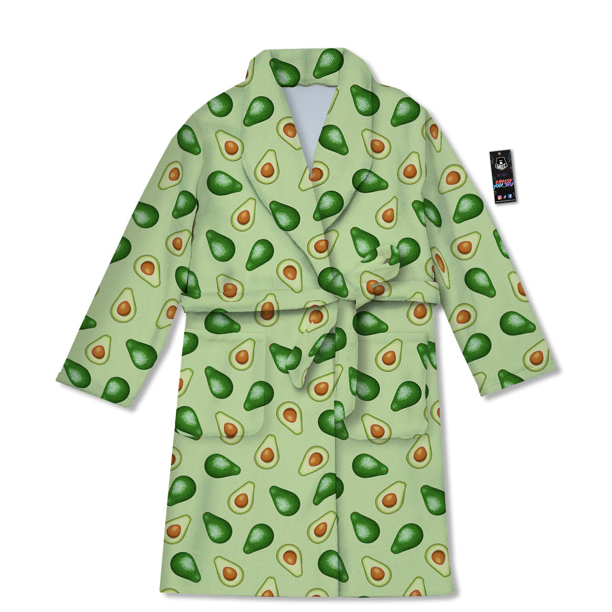 Avocado Half Cut Print Bathrobe-grizzshop