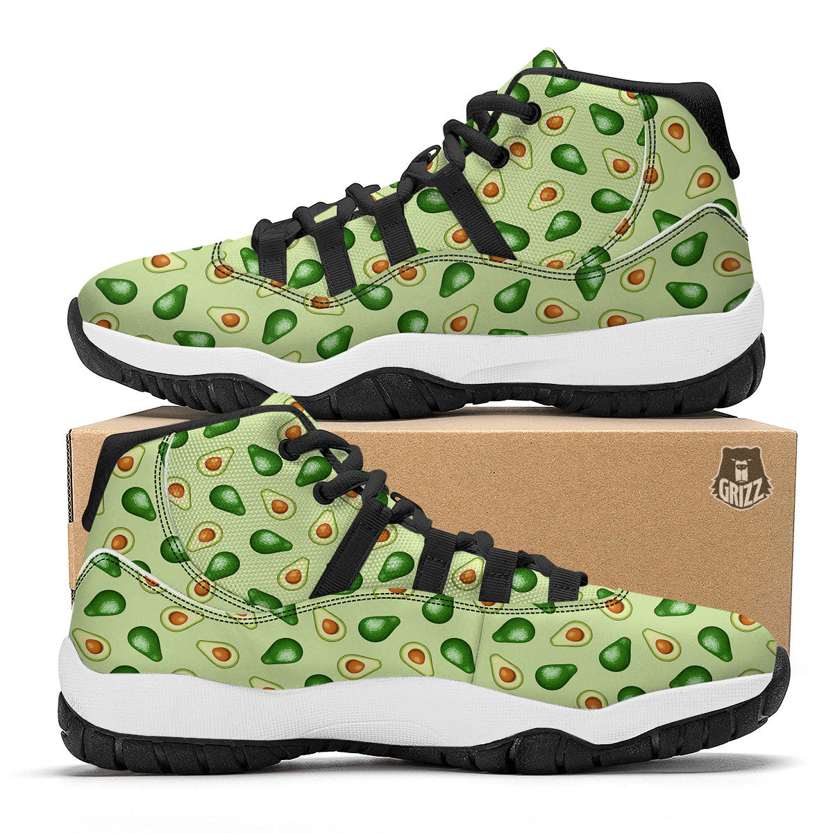 Avocado Half Cut Print Black Bball Shoes-grizzshop