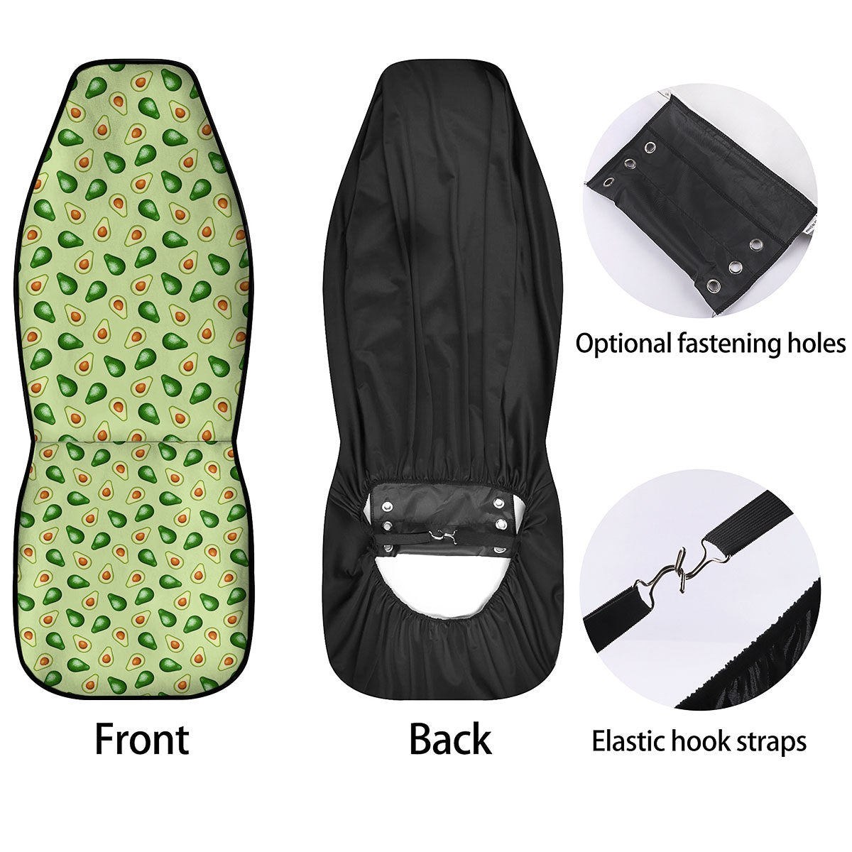Avocado Half Cut Print Car Seat Covers-grizzshop