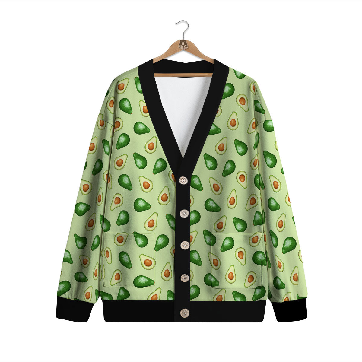 Avocado Half Cut Print Cardigan-grizzshop