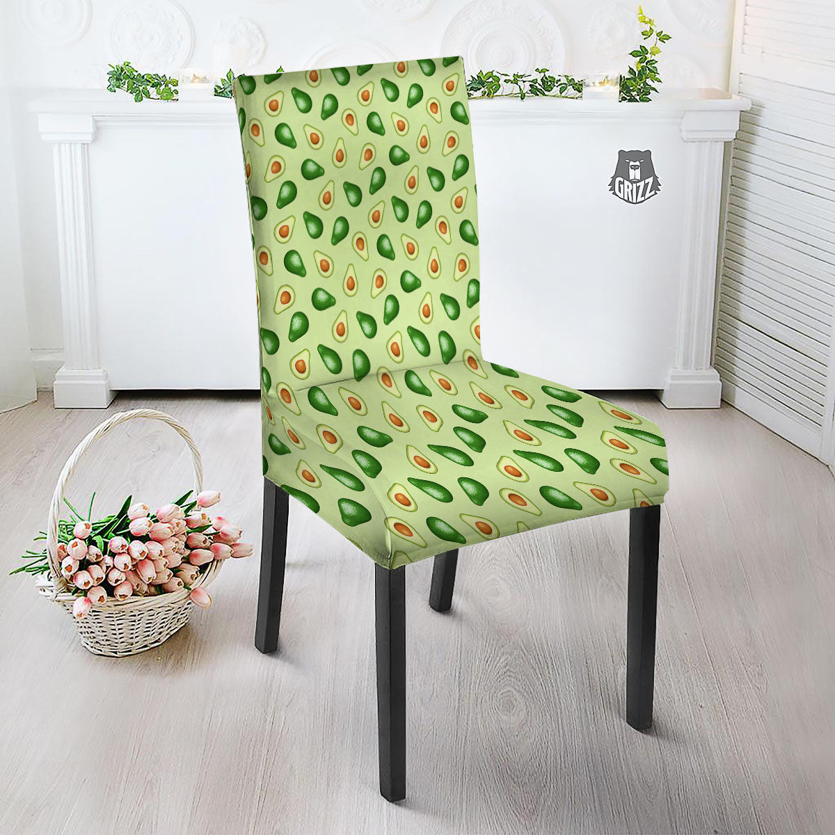 Avocado Half Cut Print Dining Chair Slipcover-grizzshop