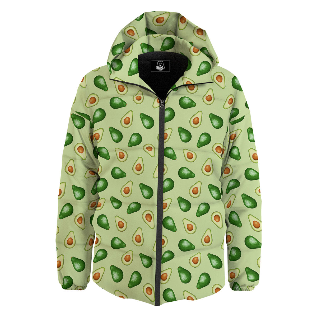 Avocado Half Cut Print Down Jacket-grizzshop