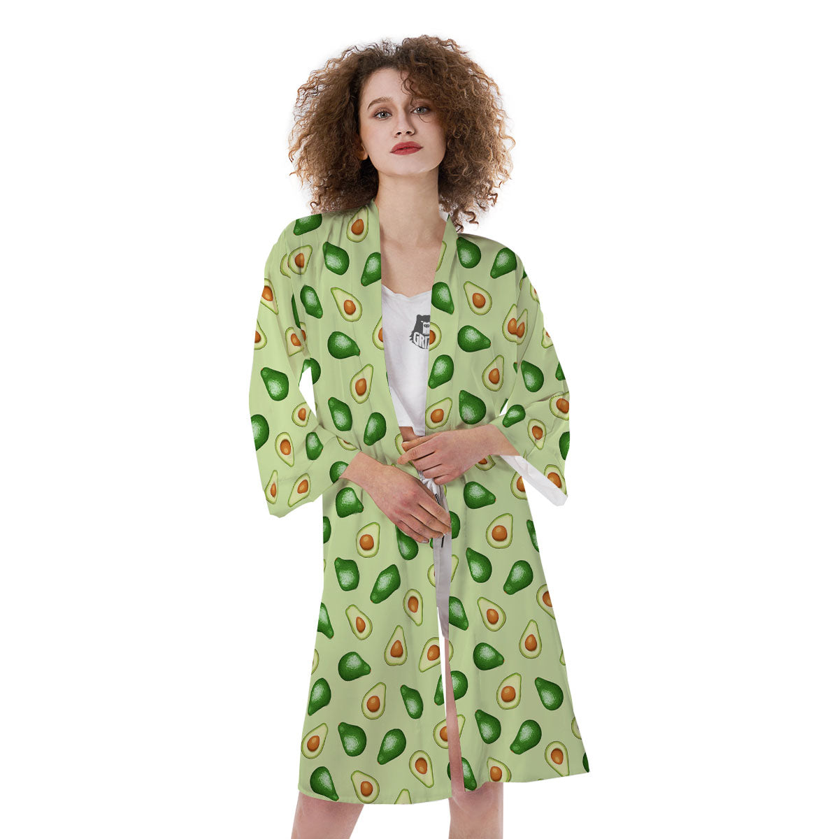 Avocado Half Cut Print Kimono-grizzshop