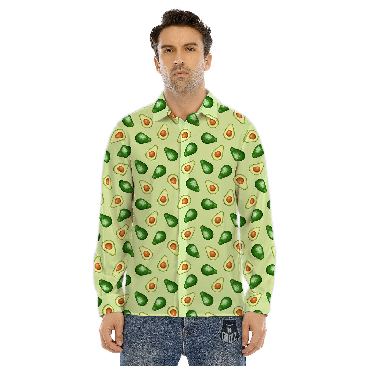 Avocado Half Cut Print Men's Dress Shirts-grizzshop