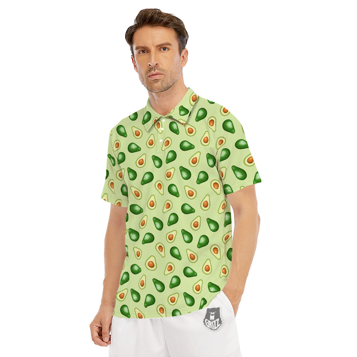 Avocado Half Cut Print Men's Golf Shirts-grizzshop