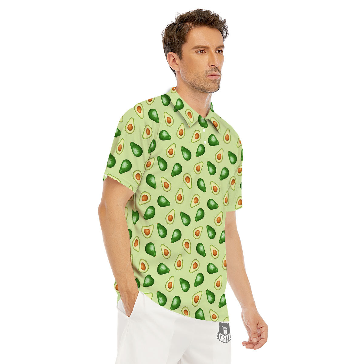 Avocado Half Cut Print Men's Golf Shirts-grizzshop