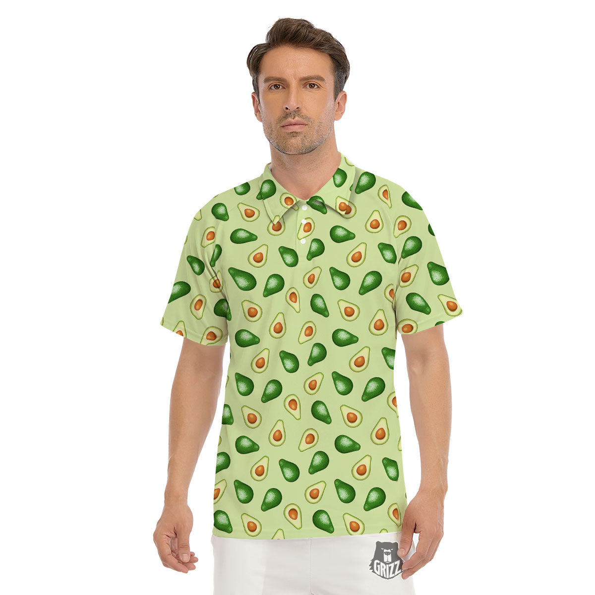 Avocado Half Cut Print Men's Golf Shirts-grizzshop