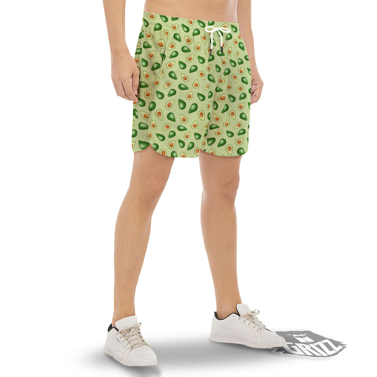 Avocado Half Cut Print Men's Gym Shorts-grizzshop