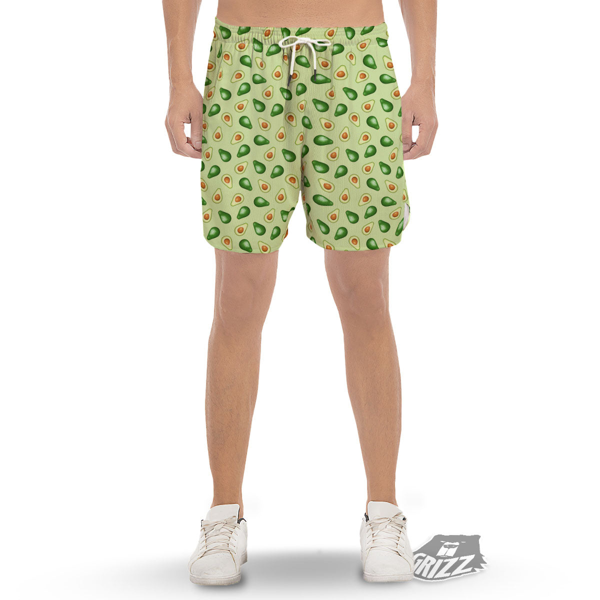 Avocado Half Cut Print Men's Gym Shorts-grizzshop