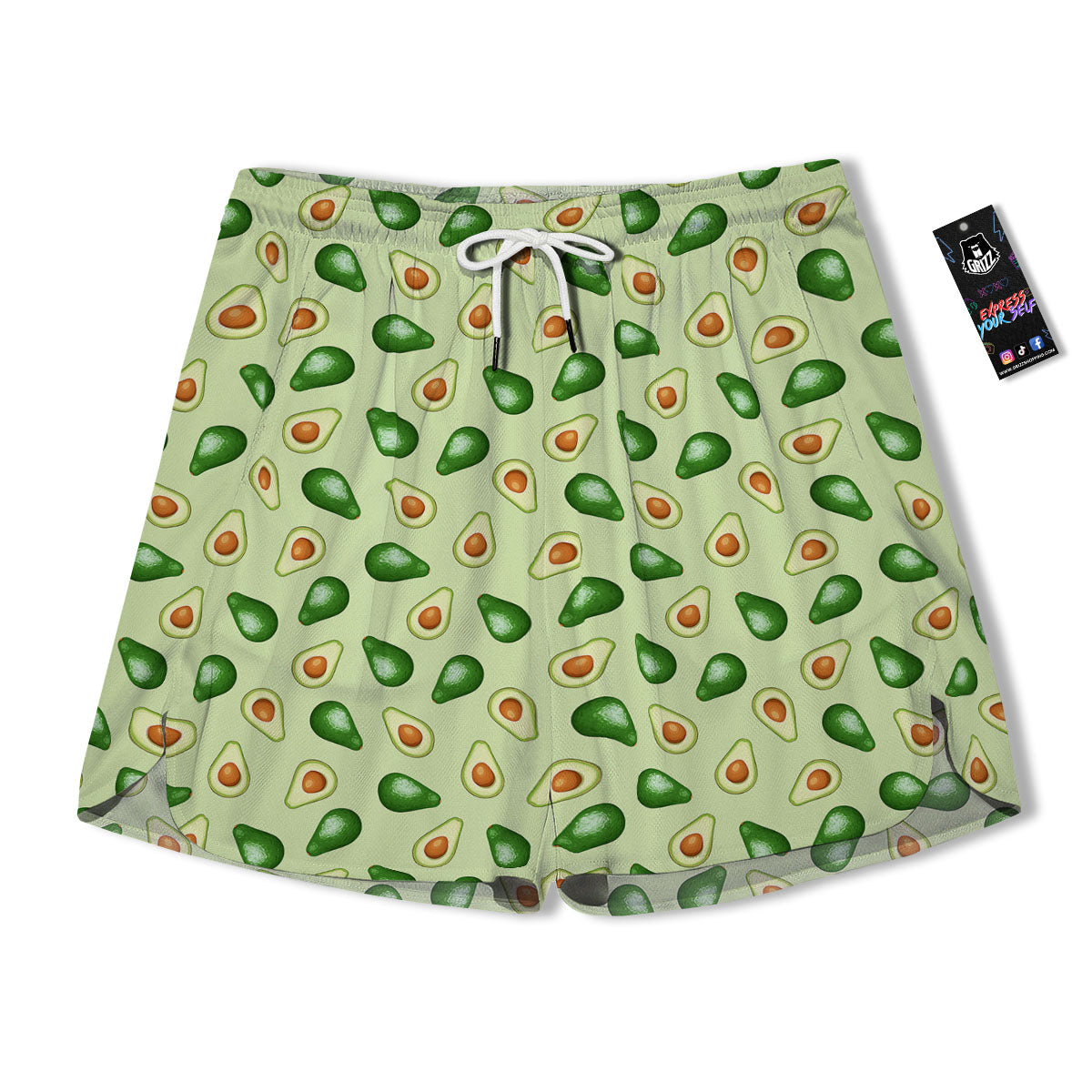 Avocado Half Cut Print Men's Running Shorts-grizzshop