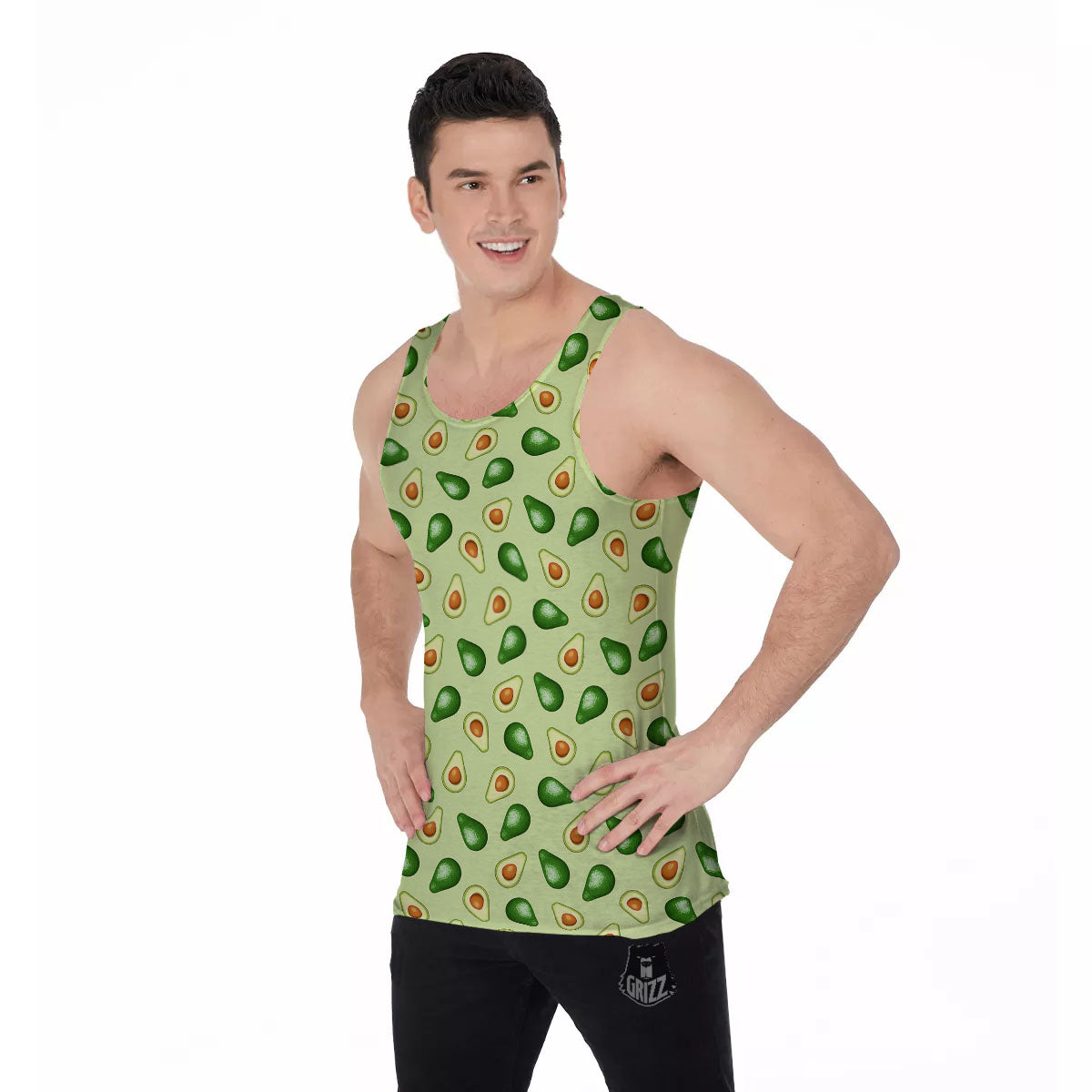 Avocado Half Cut Print Men's Tank Top-grizzshop