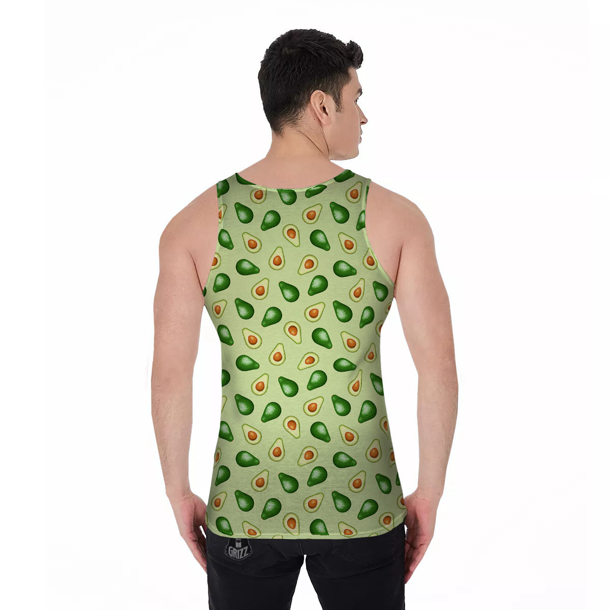 Avocado Half Cut Print Men's Tank Top-grizzshop