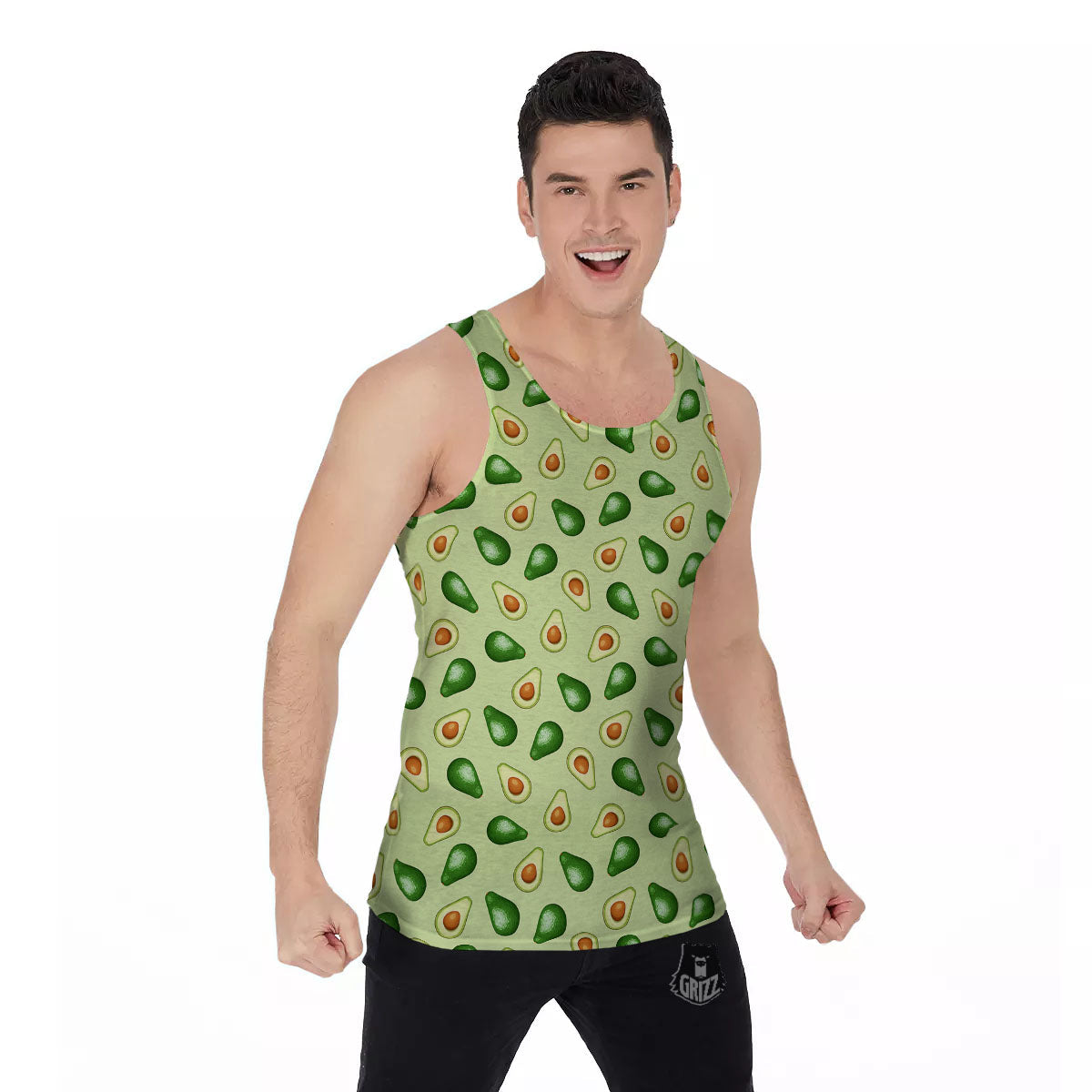Avocado Half Cut Print Men's Tank Top-grizzshop