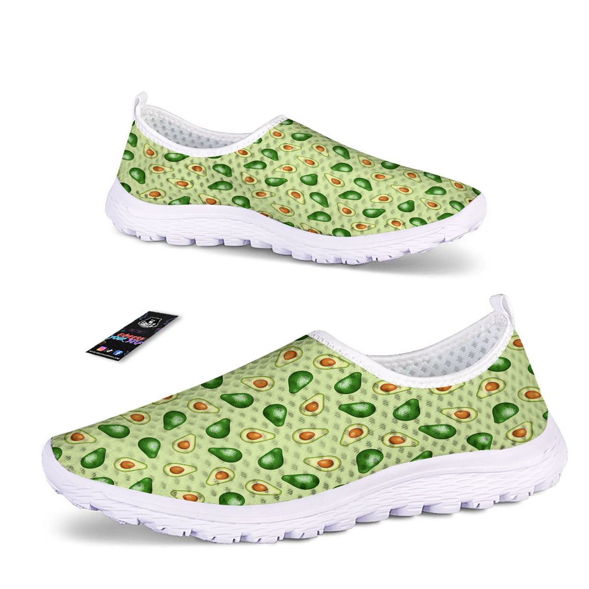 Avocado Half Cut Print Nurse Shoes-grizzshop