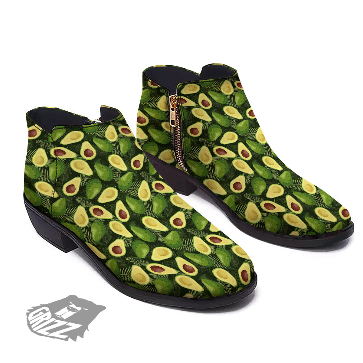 Avocado Half Cut Print Pattern Ankle Boots-grizzshop