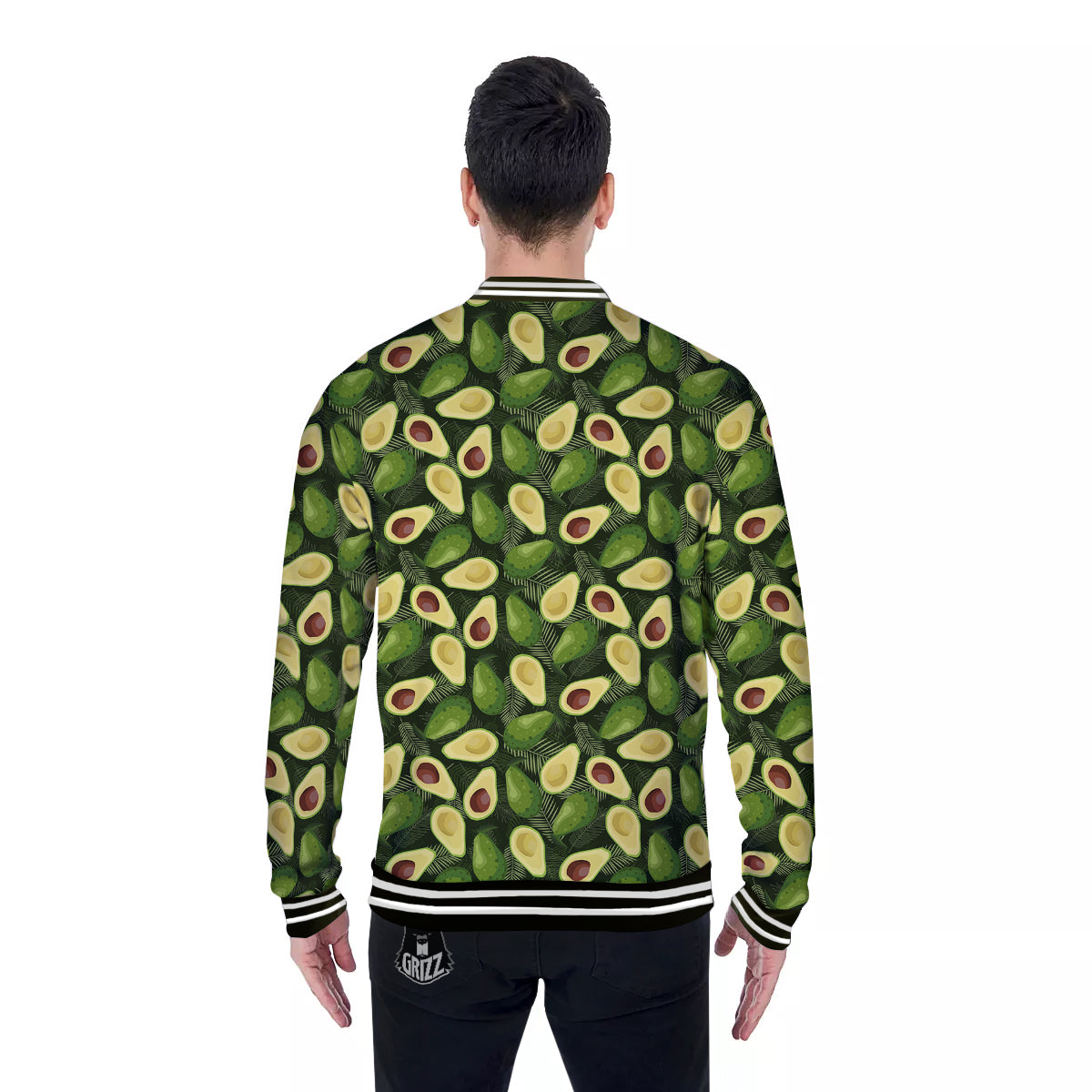 Avocado Half Cut Print Pattern Baseball Jacket-grizzshop