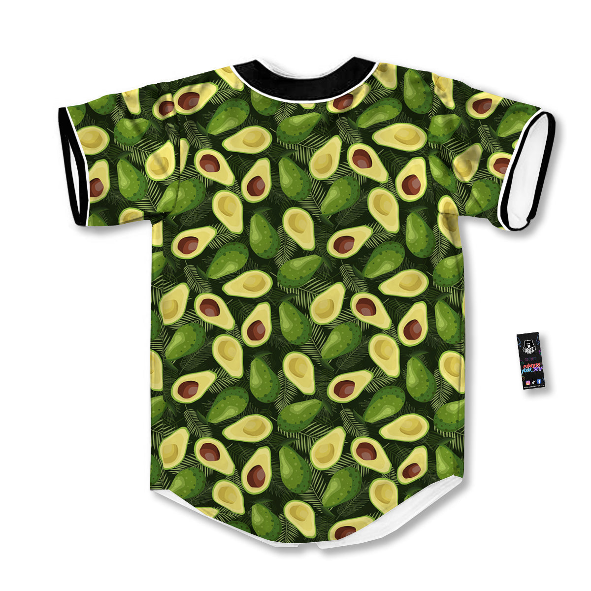 Avocado Half Cut Print Pattern Baseball Jersey-grizzshop
