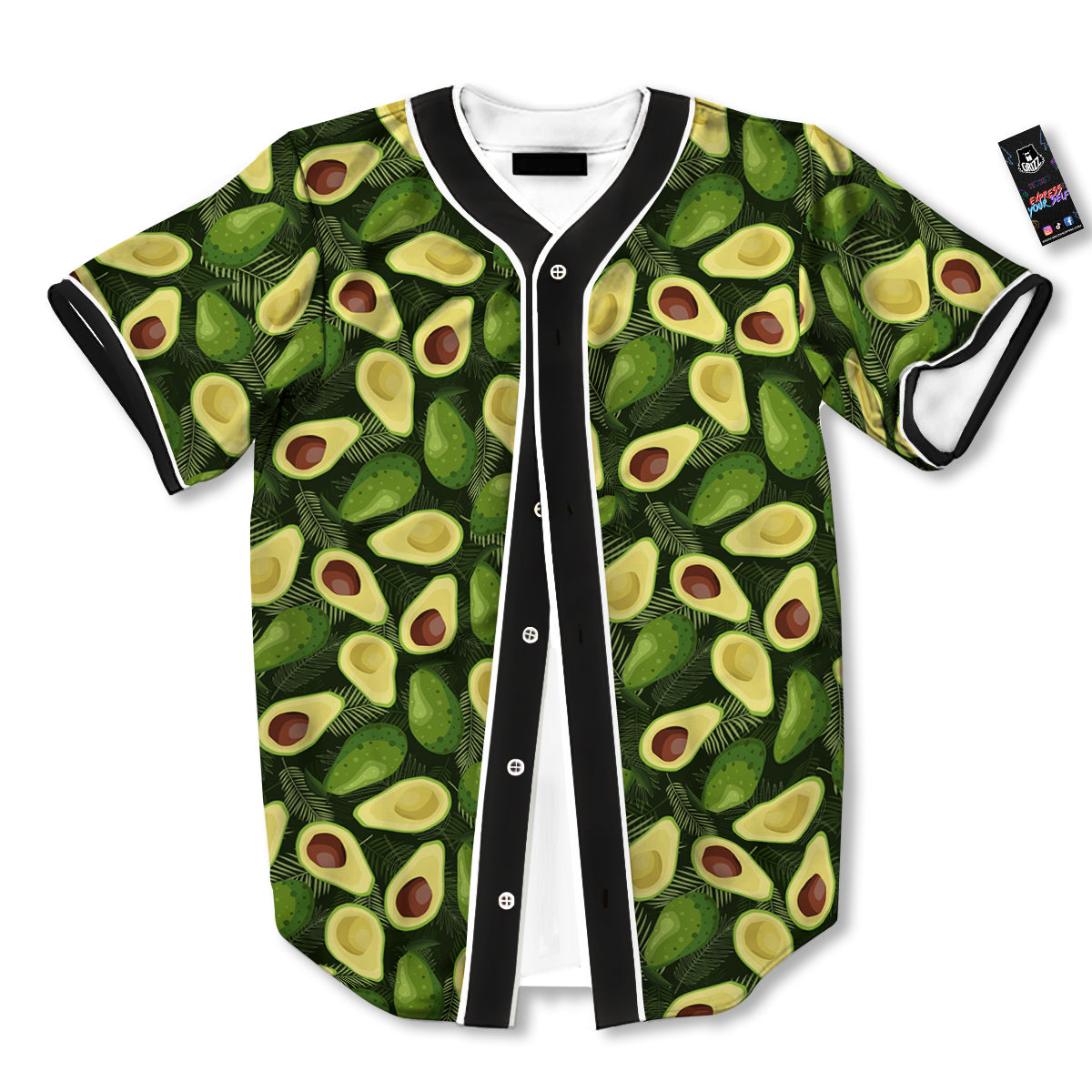 Avocado Half Cut Print Pattern Baseball Jersey-grizzshop