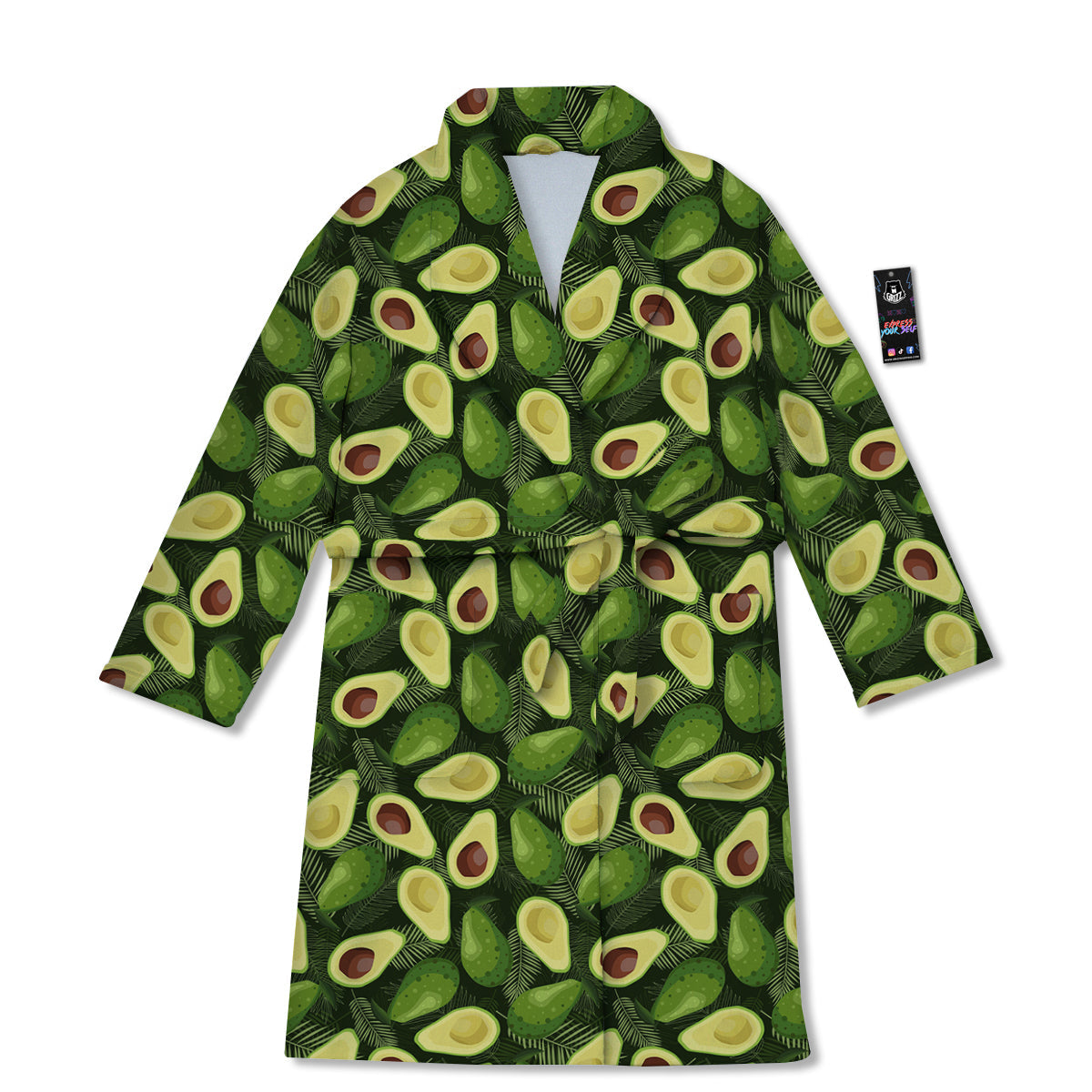 Avocado Half Cut Print Pattern Bathrobe-grizzshop