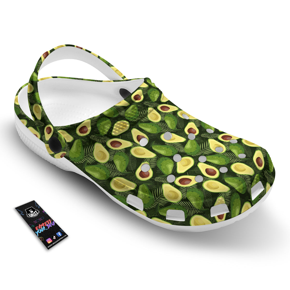 Avocado Half Cut Print Pattern Clog-grizzshop