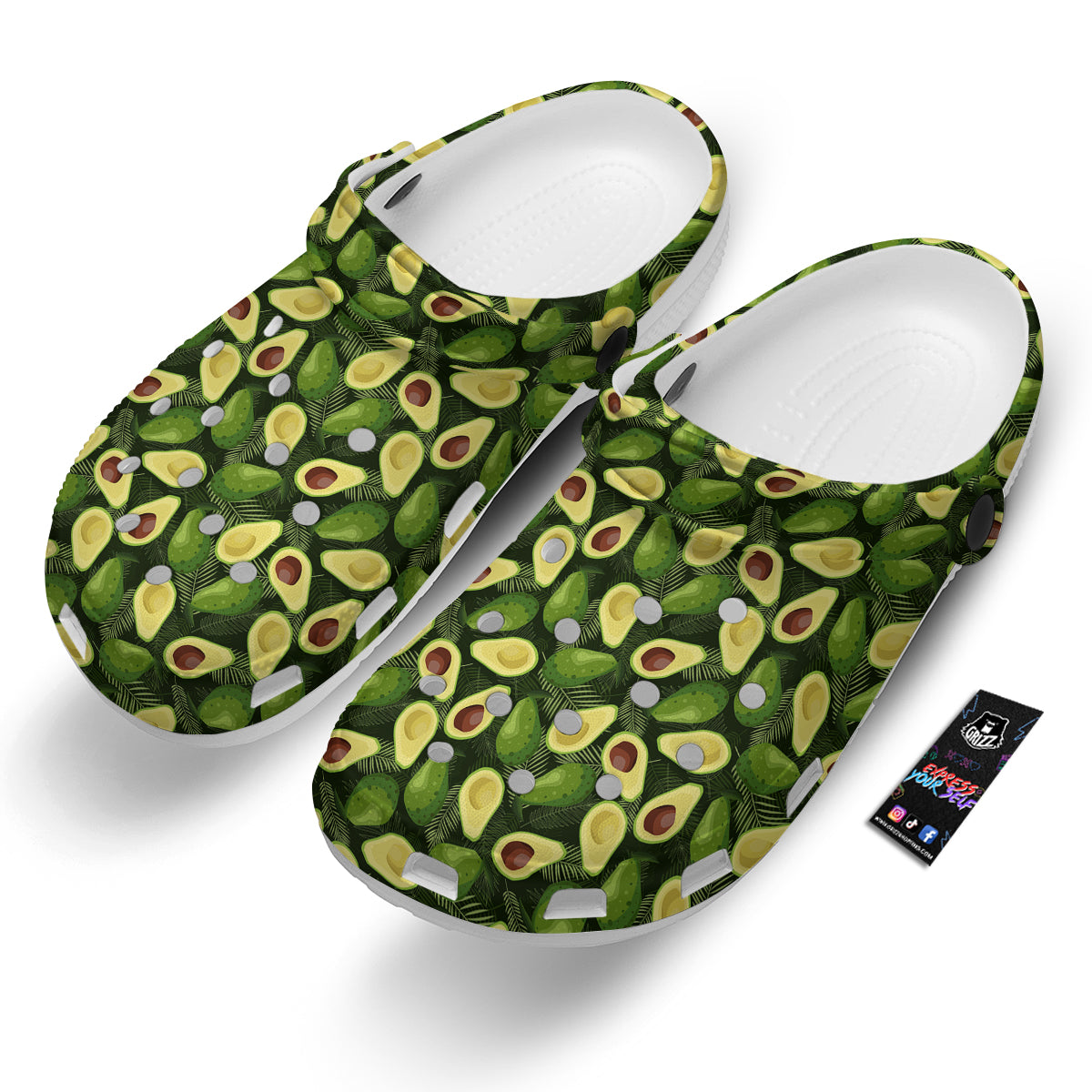 Avocado Half Cut Print Pattern Clog-grizzshop