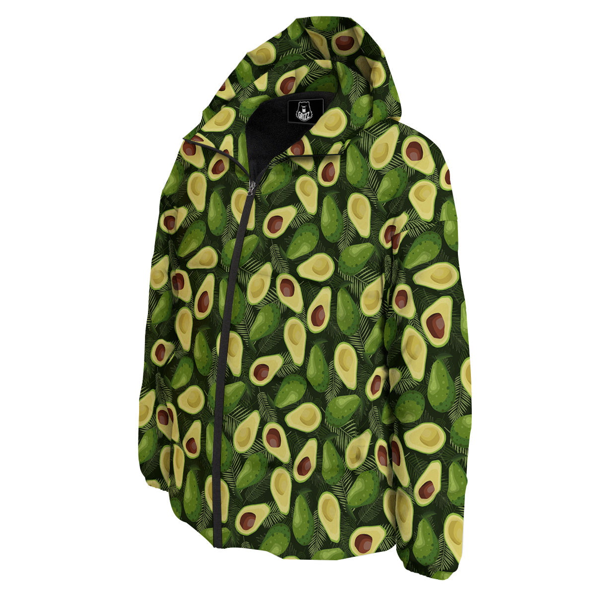 Avocado Half Cut Print Pattern Down Jacket-grizzshop
