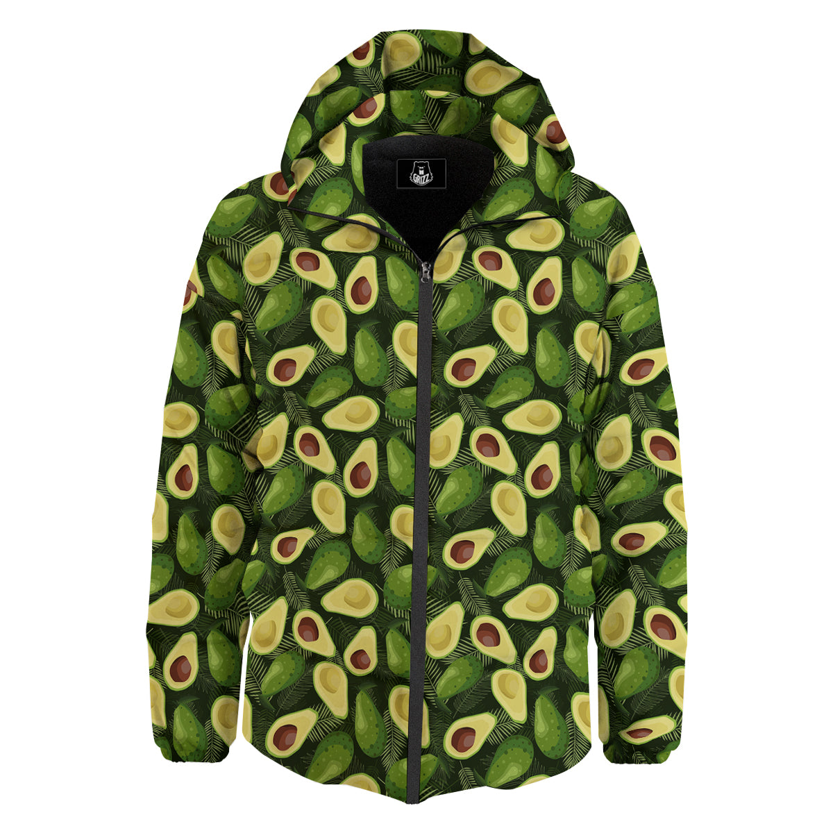 Avocado Half Cut Print Pattern Down Jacket-grizzshop