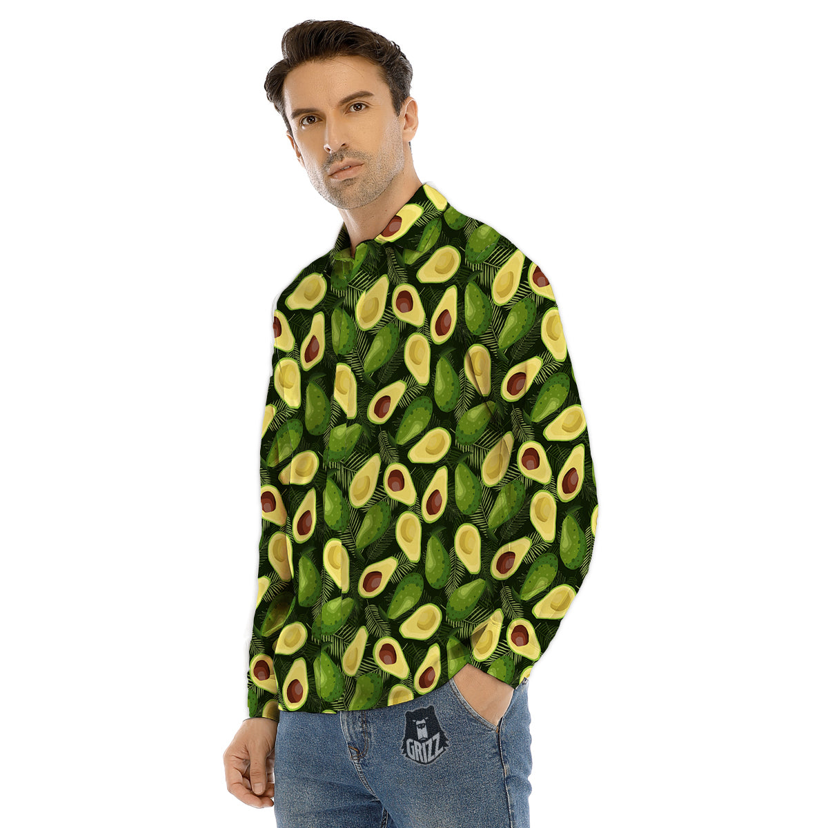 Avocado Half Cut Print Pattern Men's Dress Shirts-grizzshop