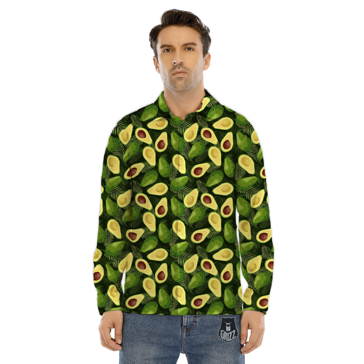 Avocado Half Cut Print Pattern Men's Dress Shirts-grizzshop