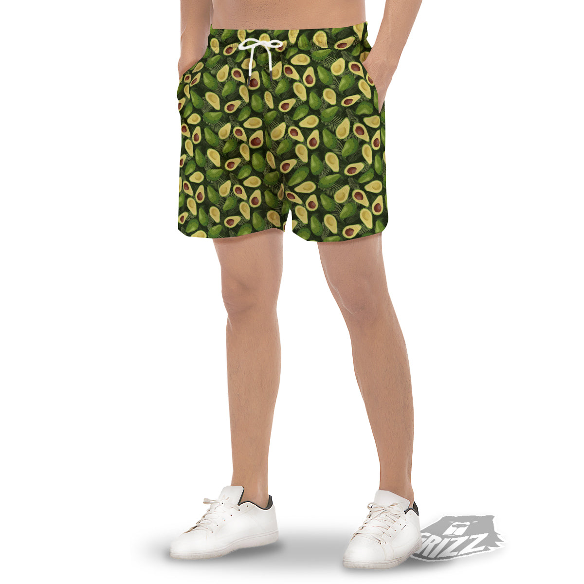 Avocado Half Cut Print Pattern Men's Gym Shorts-grizzshop