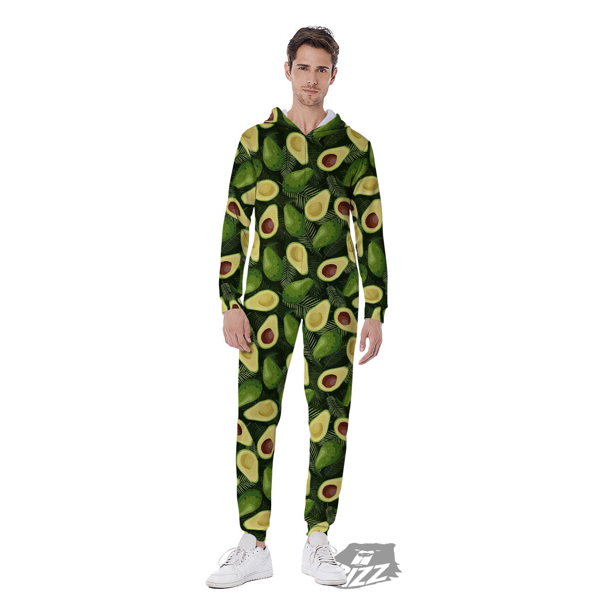 Avocado Half Cut Print Pattern Men's Jumpsuit-grizzshop