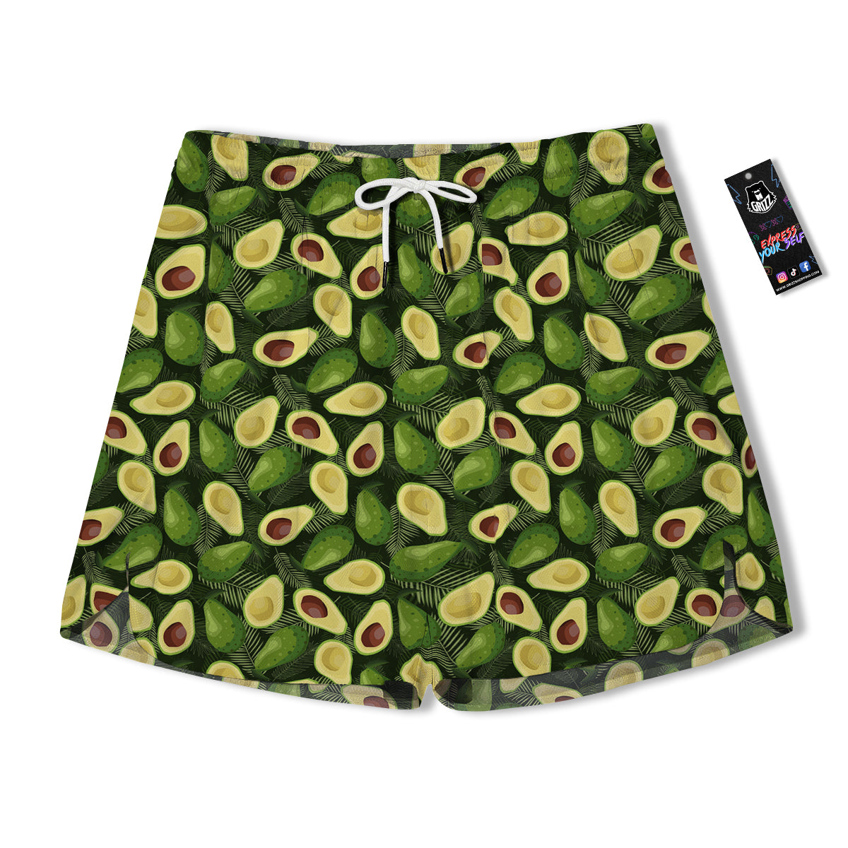 Avocado Half Cut Print Pattern Men's Running Shorts-grizzshop