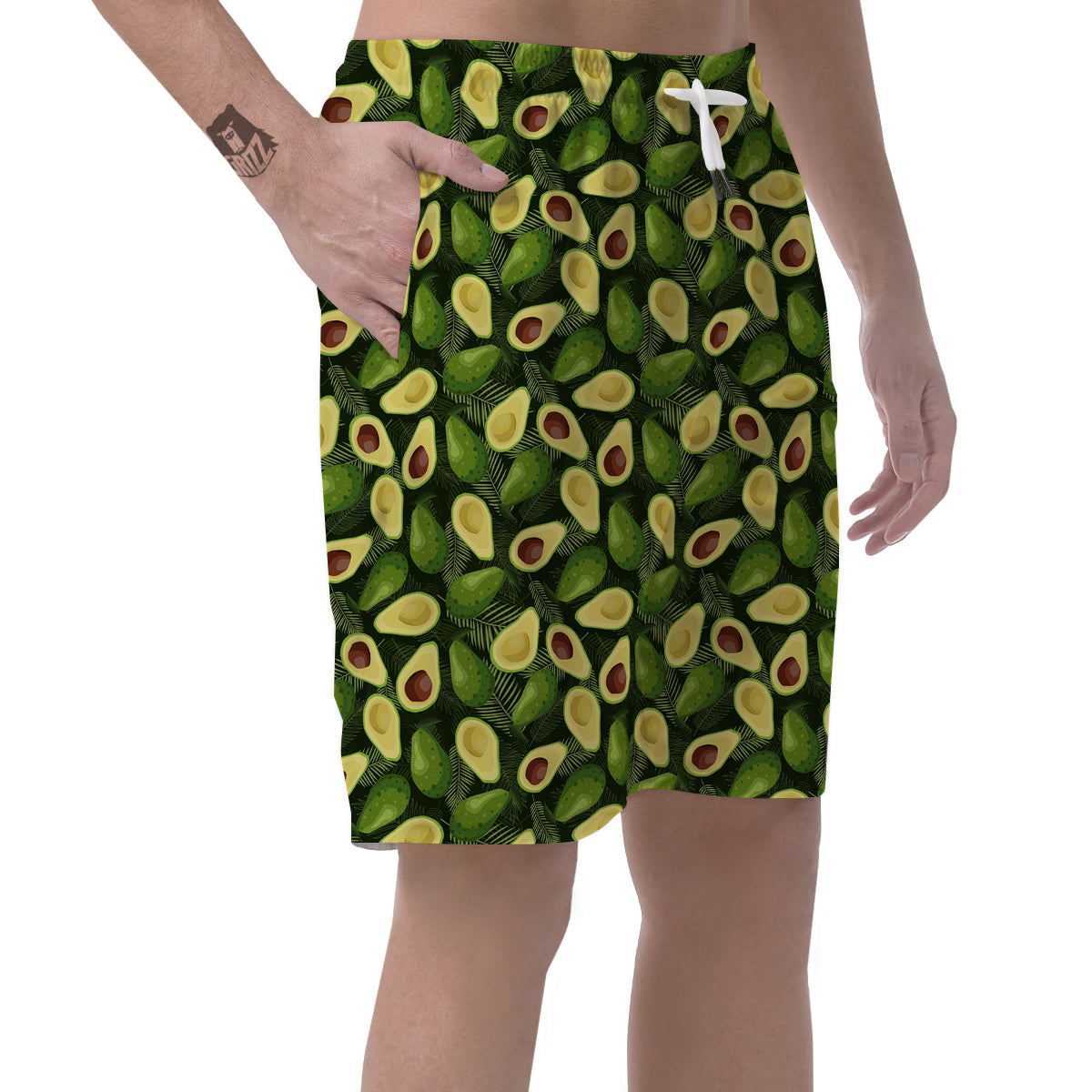 Avocado Half Cut Print Pattern Men's Shorts-grizzshop