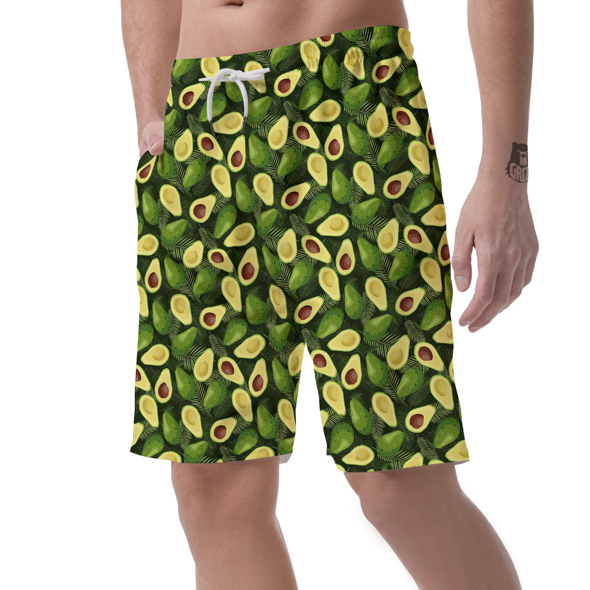 Avocado Half Cut Print Pattern Men's Shorts-grizzshop