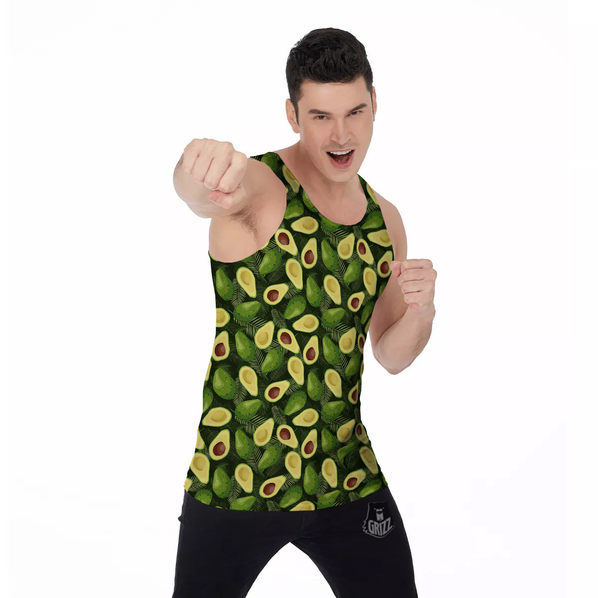 Avocado Half Cut Print Pattern Men's Tank Top-grizzshop