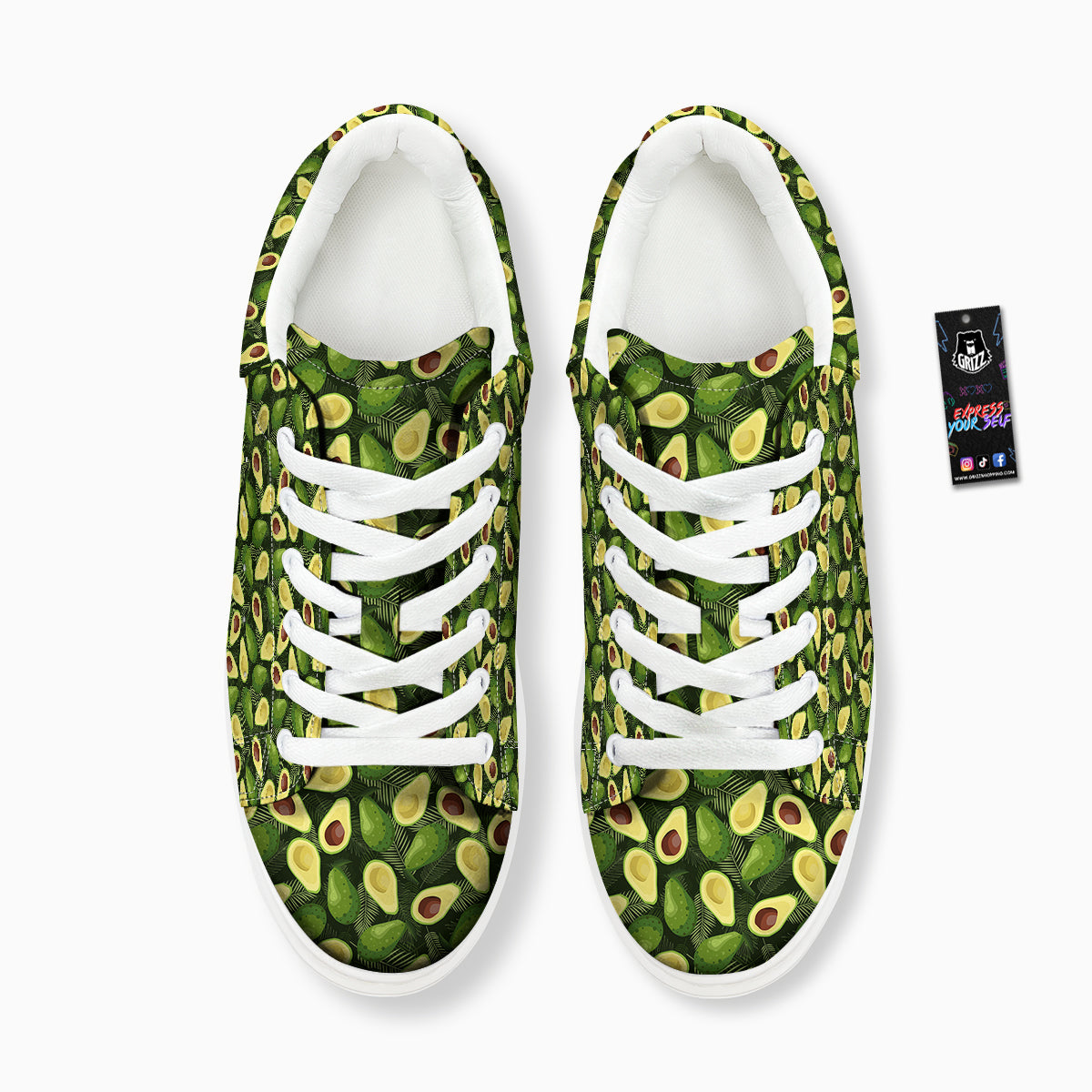 Avocado Half Cut Print Pattern Platform Shoes-grizzshop