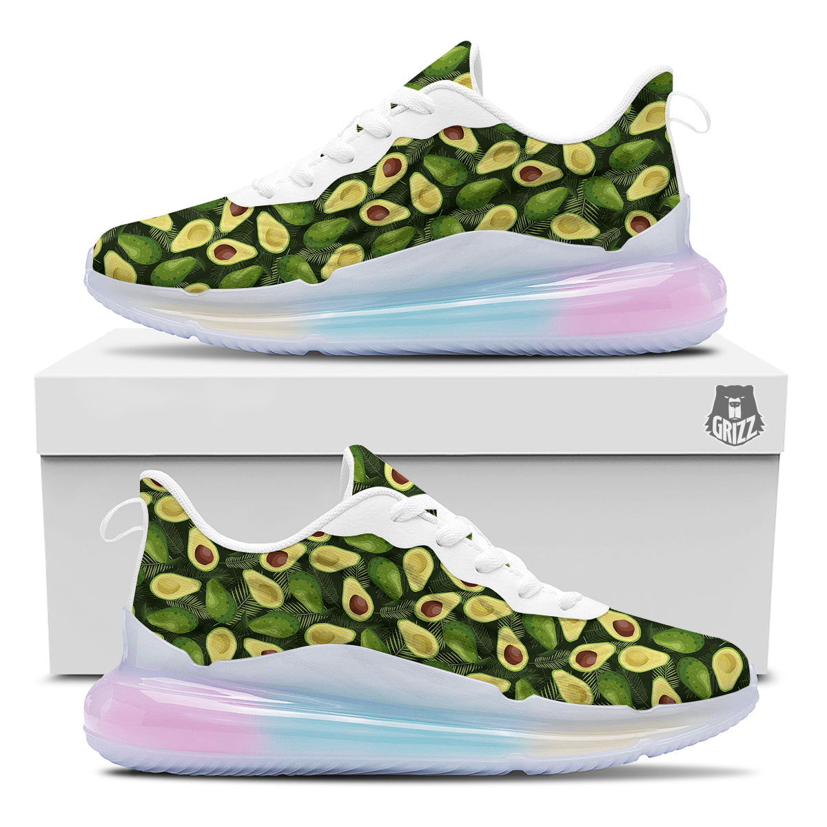 Avocado Half Cut Print Pattern Running Sneakers-grizzshop
