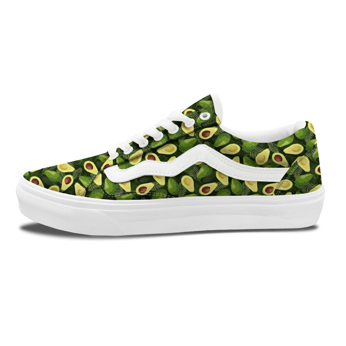 Avocado Half Cut Print Pattern Skate Shoes-grizzshop